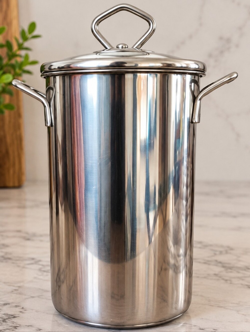 Stainless Asparagus Steamer W/Basket And Clear Glass Lid Steam Hole Gently Used